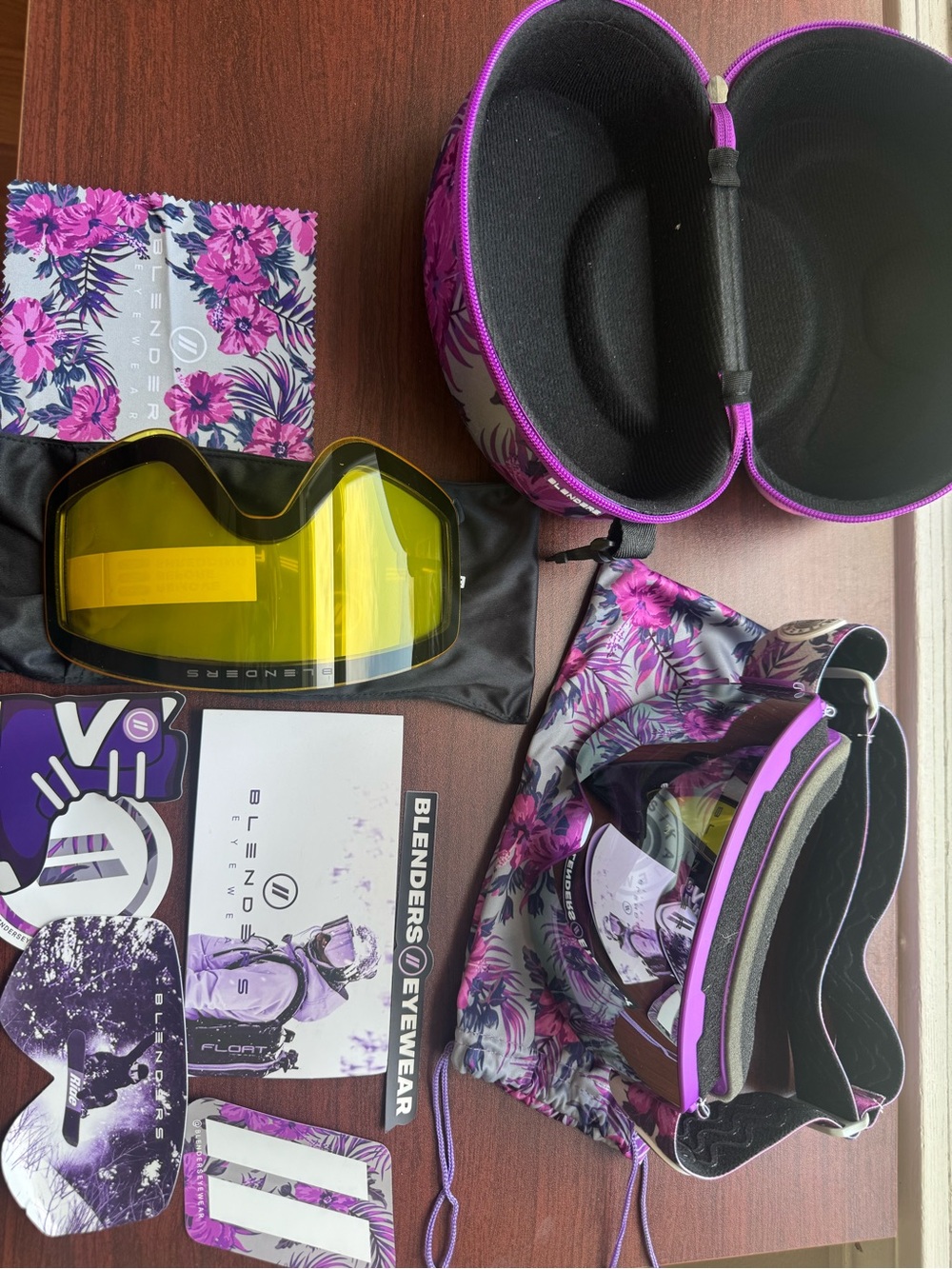 Jessika Jenson Blenders Floral Purple Snow Goggle with Yellow Replacement Lens